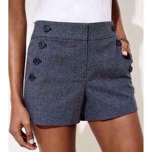 LOFT Riviera Shorts Women's 12 Blue 100% Cotton Textured Sailor New